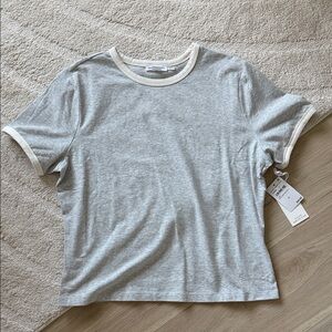 NEW- Good American Gray Fitted Baby Tee Short Sleeve T-Shirt